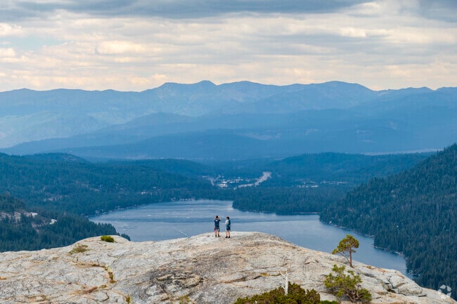 The Pacific Crest Trail passes through Donner Summit and has unbeatable views of Donner Lake.