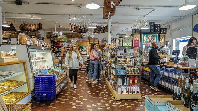 Wine, bread, and chocolates can be found in plentiful supply at The Gourmet Shop.