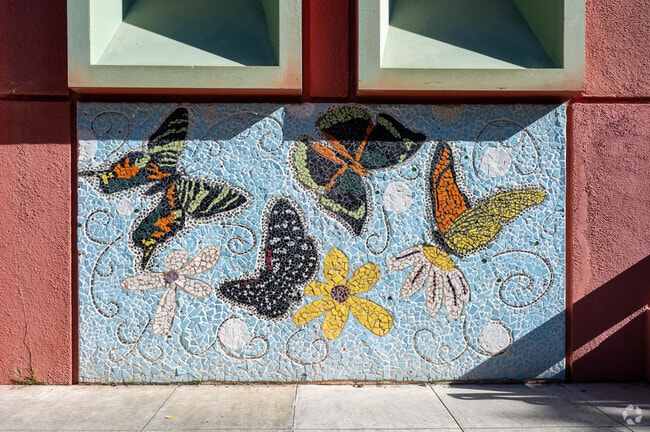 Alamo Elementary School has beautiful murals on its exterior in San Francisco.