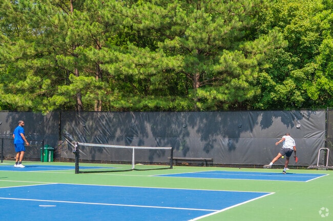 Rivermont residents can play on the well-maintained pickleball courts at Newtown Park.