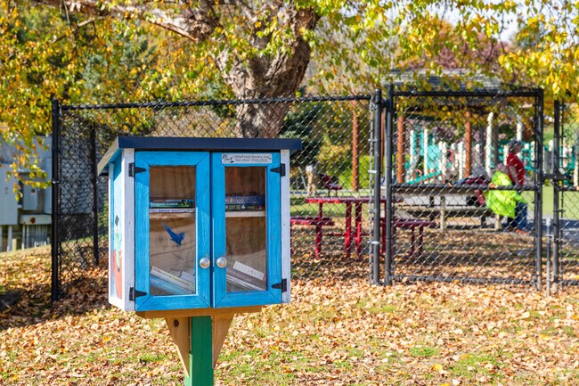 Grab a book from the little free library in Southwest Nashua, NH.