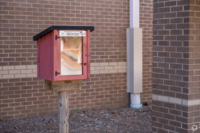 This free little Library can be found at the front entrance of Corley Elementary School.