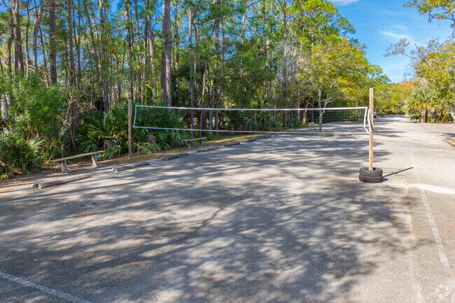 At Halifax Academy students can use the volleyball area during outdoor time.