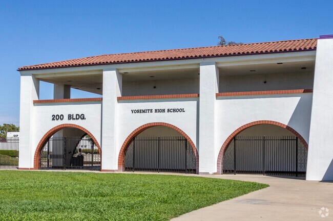 The entrance to Yosemite High School in Merced.