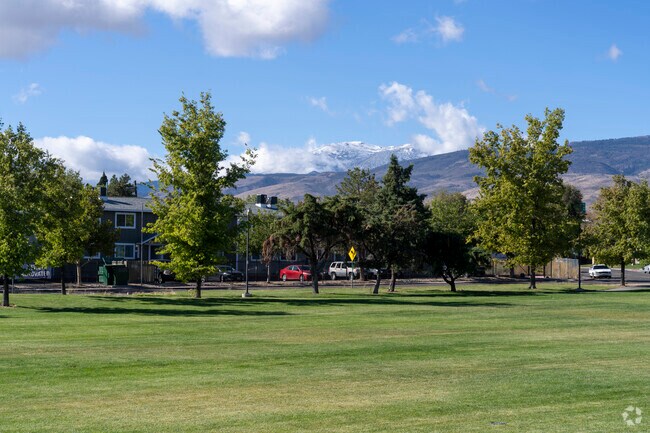 Miguel Ribera Park in Reno has outstanding views of the mountains from the grass.