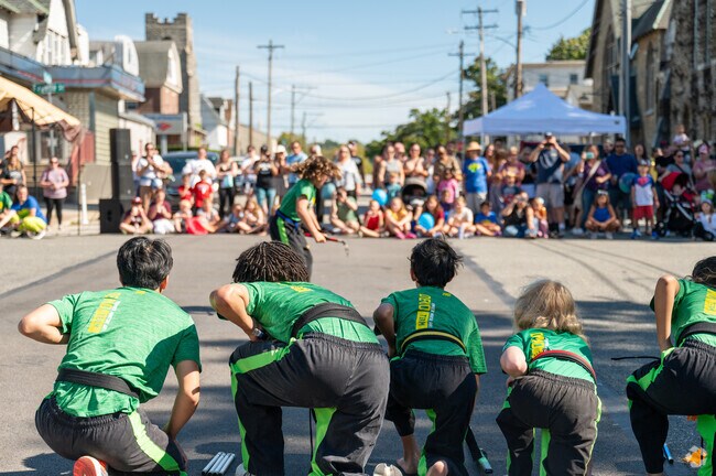Kids show off their karate skills with a live performance at Fun Fest.