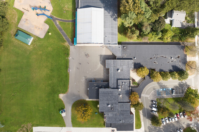 A top down view of Slingerlands Elementary School.