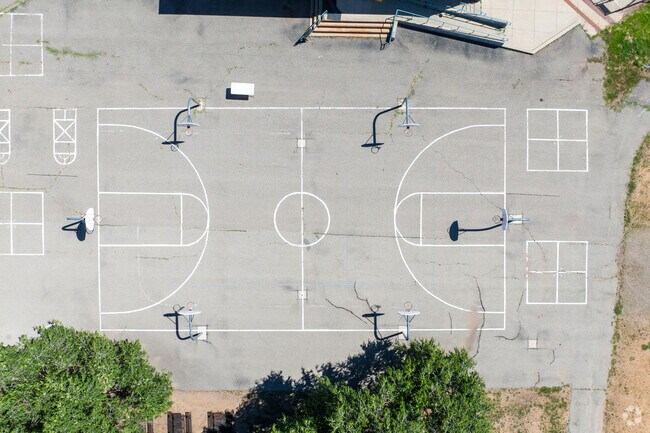 A birds eye view of the courts at Acequia Madre Elementary.