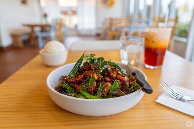 Crispy Basil Chicken is one of the mouth-watering dishes at Momo Thai House.