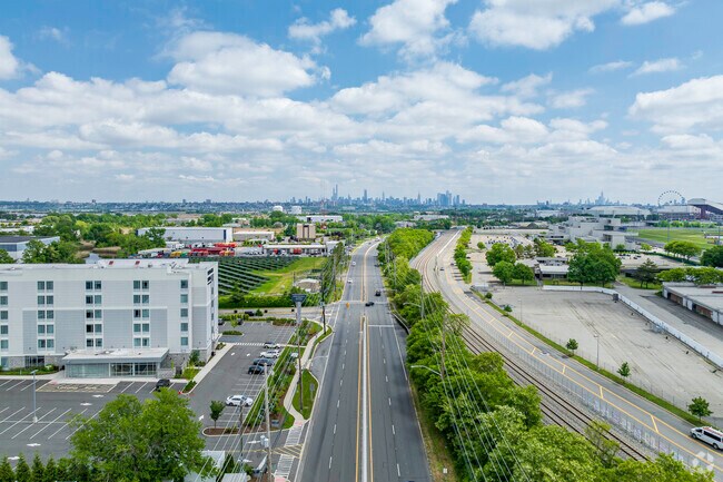 Catch a glimpse of the iconic NYC skyline from the major highways in Carlstadt.