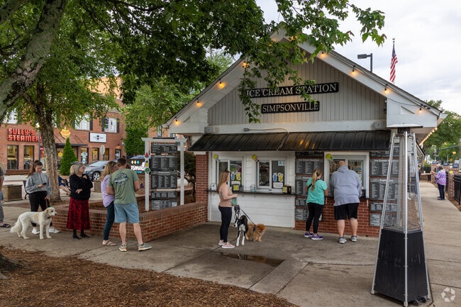 The Ice Cream Station in Simpsonville offers walk up service next to the old tracks.