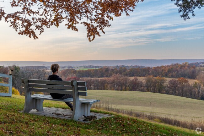 Enjoy a sunset from Rentschler Arboretum in Penn for amazing views of the Blue Mountains.