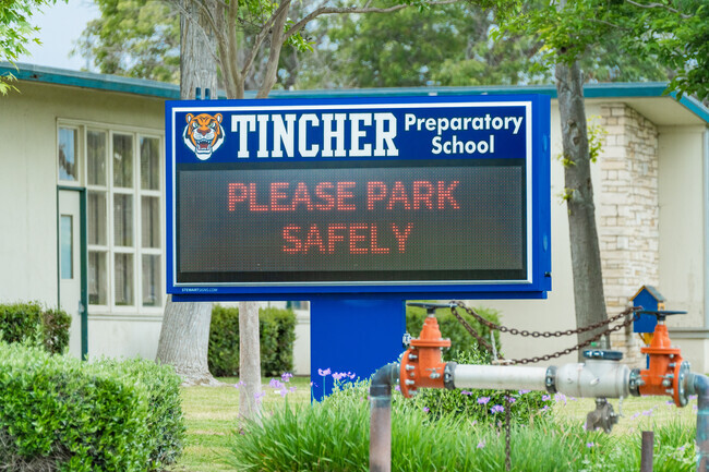 Tincher Preparatory School sign in Long Beach, California