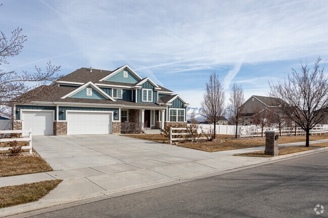 Newly built craftsman style homes are found in the Bluffdale neighborhood.