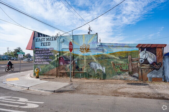 Murals are common throughout Garden Acres, as see at the East Main Feed Store.