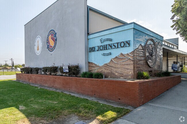 Awards proudly on display at the front of D.D. Johnston Elementary School in Norwalk.
