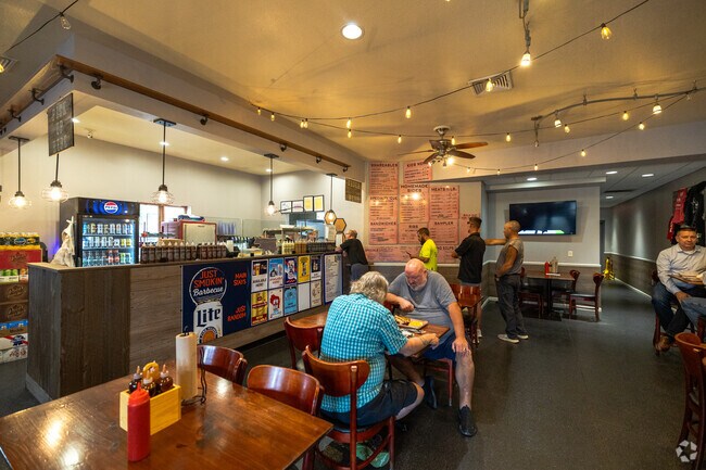 Dining room at Just Smokin’ Barbecue near Lannon.