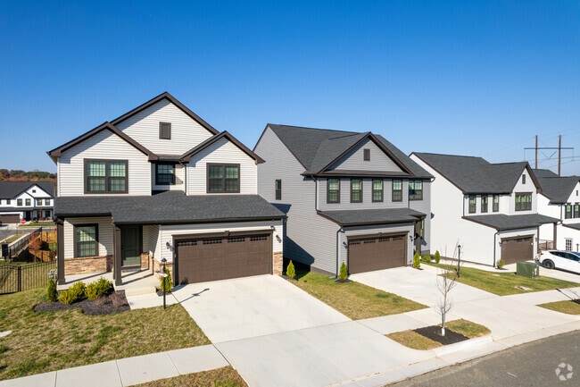 Many Lafayette homes are newer two-story contemporary builds, often nestled close together.
