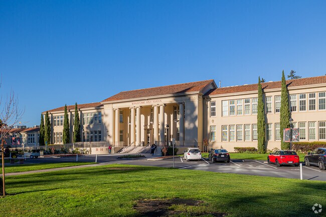 Burlingame High has a beautiful campus incorporating greek revival architecture.