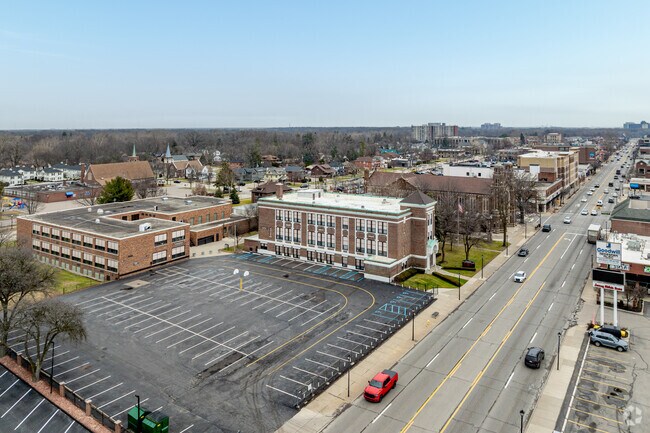 Michigan Ave leads into downtown Dearborn from Emmanuel Lutheran School.