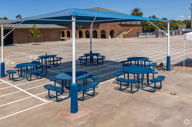 Coronado Village Elementary School students can eat outside on fair weather days.