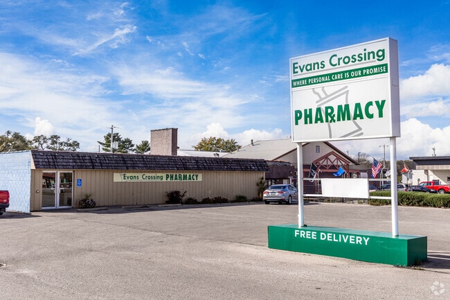 Evans Crossing Pharmacy serves residents near the town center.