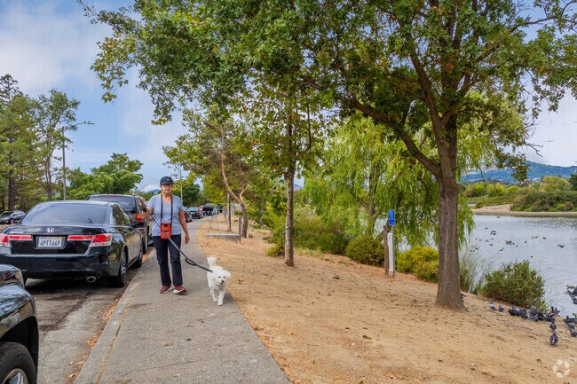It's common to see residents on Kelseyville Riviera enjoying walks by the water.