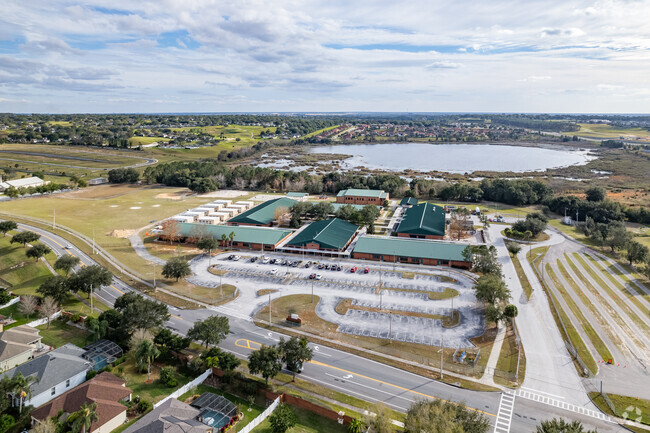 A beautiful aerial view of the campus at Lost Lake Elementary School.
