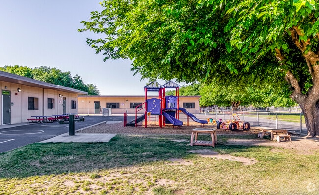 Crowell Elementary School in Turlock, Ca sits within a quiet neighborhood.