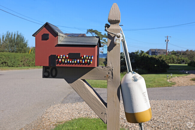 Mailboxes mimic the iconic Motif #1 along homes in Rockport.