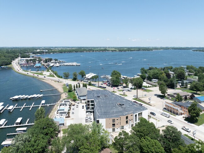 Highway 71 runs through Okoboji, up to Sprit Lake, and down through Arnolds Park and Milford.
