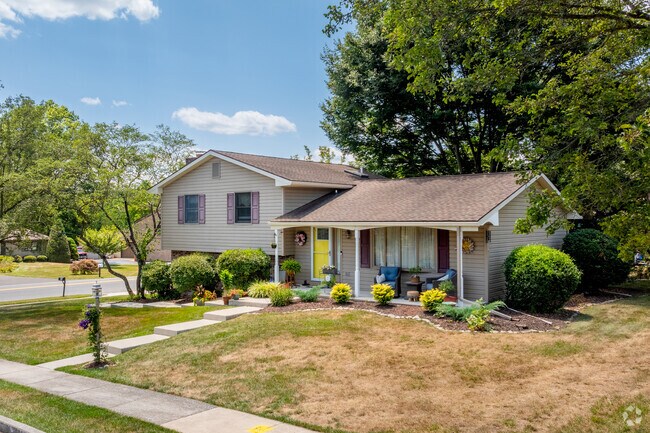 Split-homes in West Hanover Township are welcoming, with colorful doors and cozy front porches.
