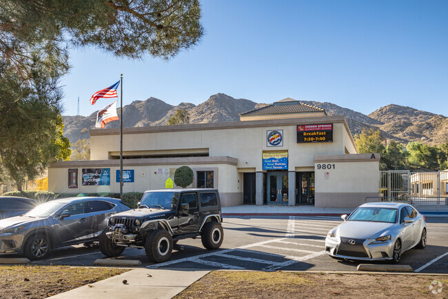 The flag flies high at Hidden Springs Elementary School in Moreno Valley.