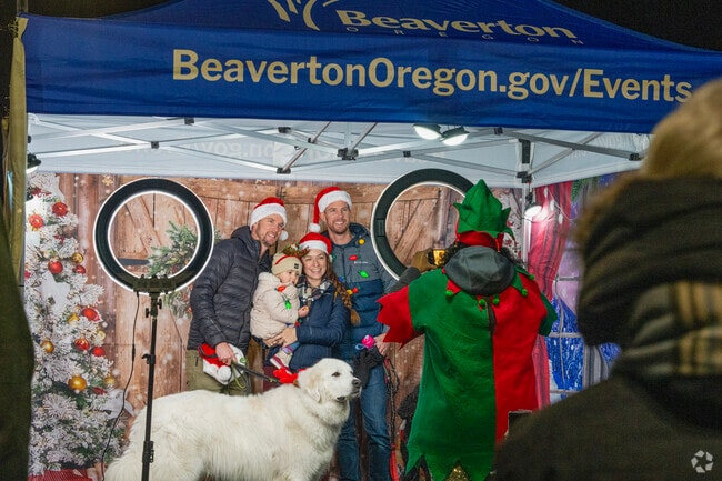Take your annual family Christmas card photo at the Beaverton Winter Lights Festival.