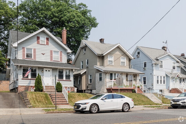 A street with colonial style houses from the early 20th Century in Belleville, NJ.