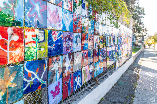 Sequoia Elementary School students create art that decorates the exterior of their school.