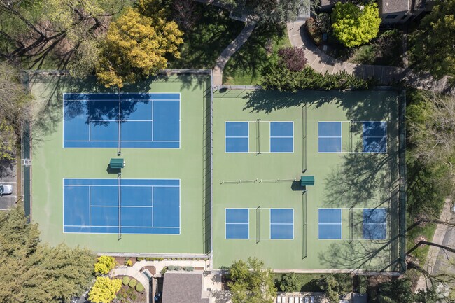Tennis and pickleball Courts exist side by side in Campus Commons.