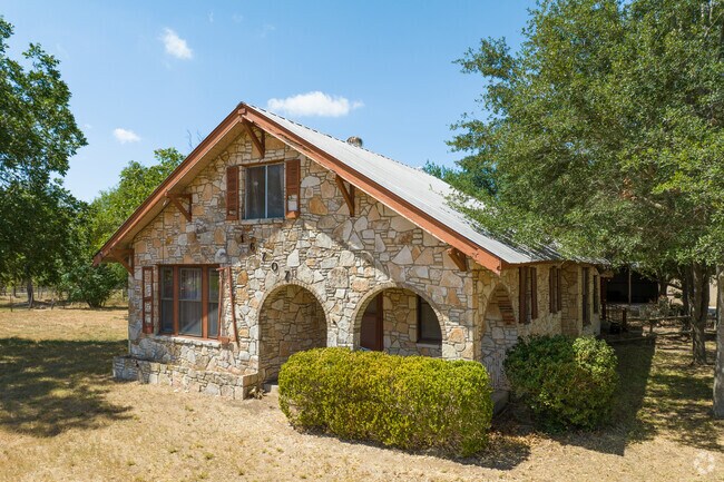 Some older homes feature stone detailing in downtown Elmendorf.