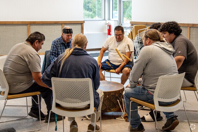 The community can attend the Mens drumming performance at the Fond Du Lac Cultural Building.