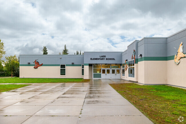A view of the Ladd Elementary School in Fairbanks is seen from the street.