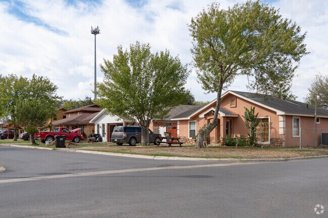 A row of great variety of brick style homes located in Elsa.
