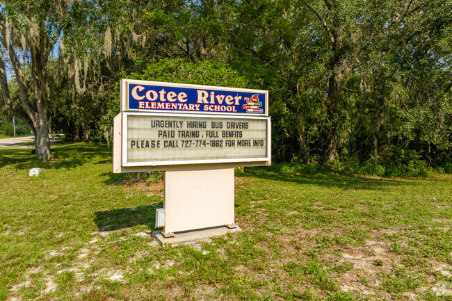 Cotee River Elementary caterers to 537 students in grades PK, K-5 in New Port Richey.