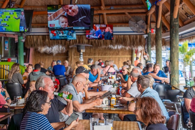 The Nauti Parrot near Hancock offers waterfront dining options with a casual environment.