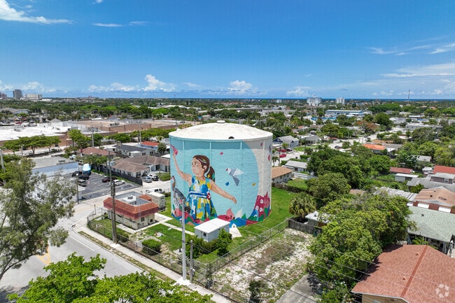 Colorful art display in Dreher Park neighborhood.