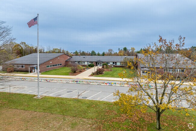 An overview of the Loella F. Dewing Elementary School in Tewksbury, MA.