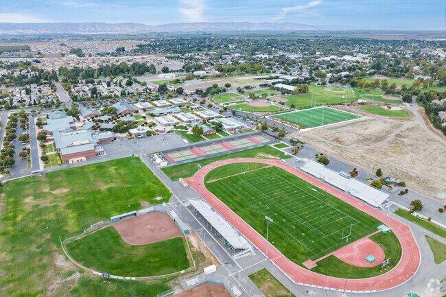 Dixon High School offers a sprawling campus as seen from above.