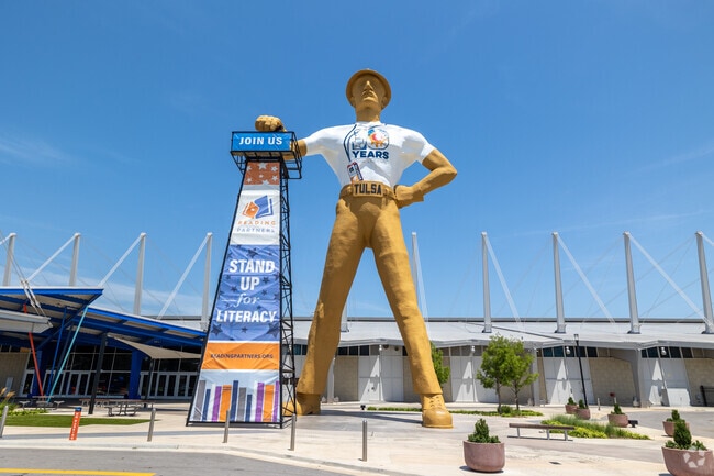 The Golden Driller is a 75 foot statue representing the oil worker in Tulsa.