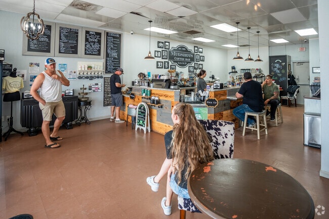 Residents can stop by Mugshot's Coffee Bar in Santa Fe for hot coffee and pastries.