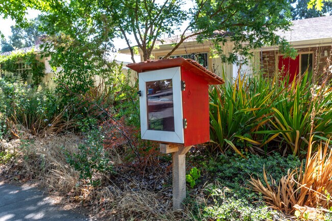 In Linfield Oaks, you'll discover free bookcabinets scattered around the area.