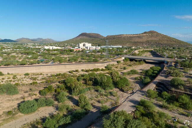 The Santa Cruz River flows typically only during heavy winter rains in the area.